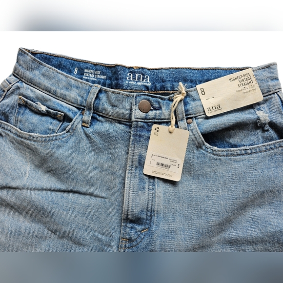 A.N.A Light Wash Vintage Highest Rise Straight Denim Jeans size 8 - Picture 3 of 4